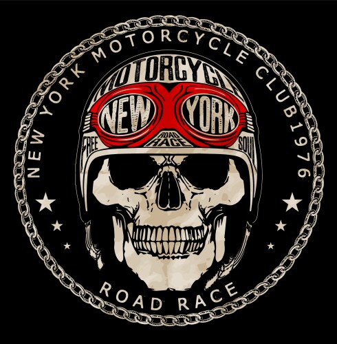 Vintage Skull Motorcycle Emblem Vector Image