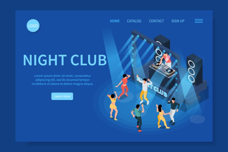 night club isometric website vector