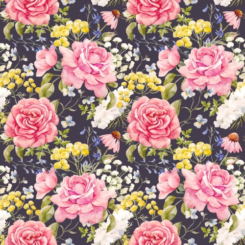 Watercolor rose seamless pattern Royalty Free Vector Image