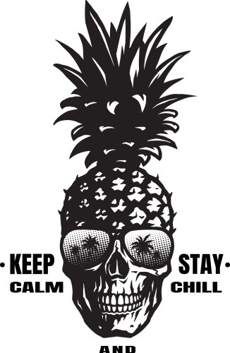 Skull with Pineapple & Sunglasses Vector Image