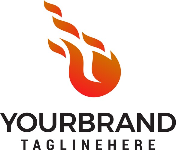 Fireball fire flame logo design concept template Vector Image