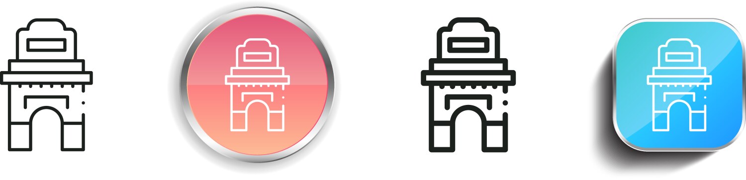 India gate icon thin linear regular and button vector image