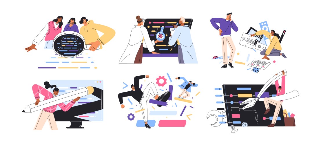 Quality assurance concept set qa engineers vector image