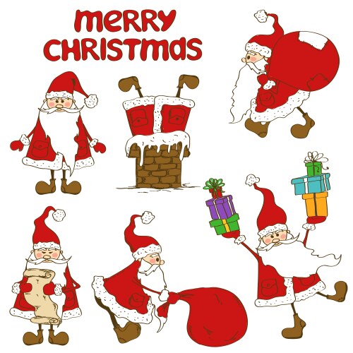 Set of santa claus icons Vector Image