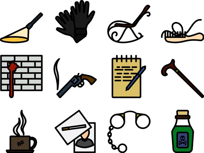 Detective icon set vector image