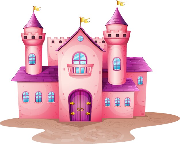 A pink colored castle vector image