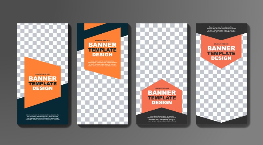 design of vertical banners in black with a place vector