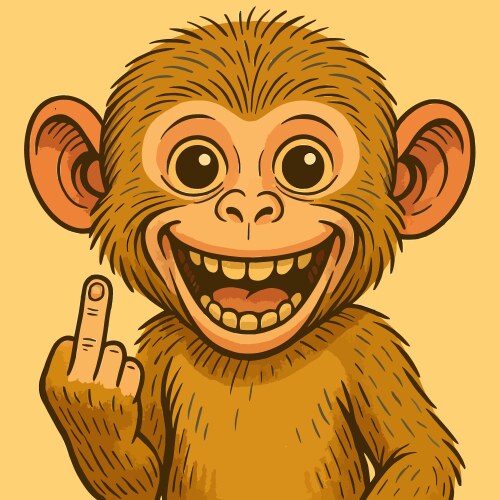 Cartoon monkey character smiling while making Vector Image