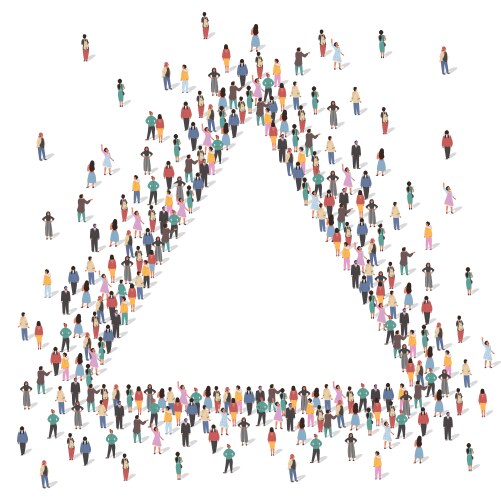 Large group of people forming triangle geometry vector image