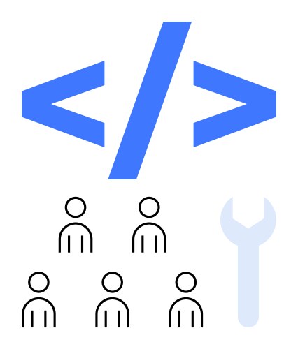 Coding and development concept with team vector image