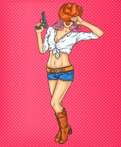 pop art pin up of a rodeo girl vector image vector image