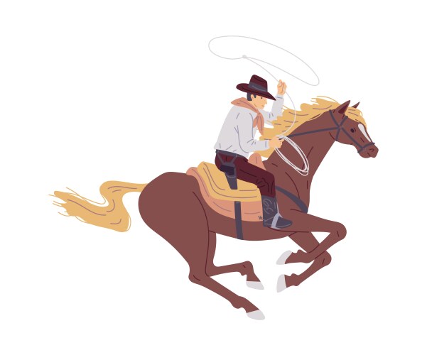 Cowboy Riding Lasso on Horse Vector Image
