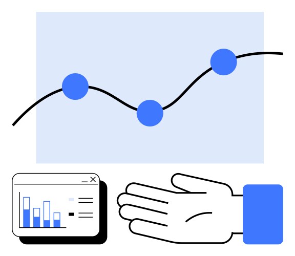 Analyzing data trends with graphs charts vector image