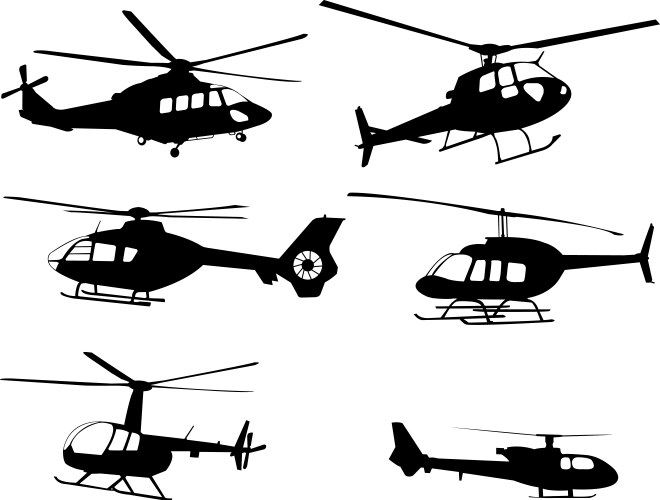 Helicopter Silhouettes Collection Vector Image