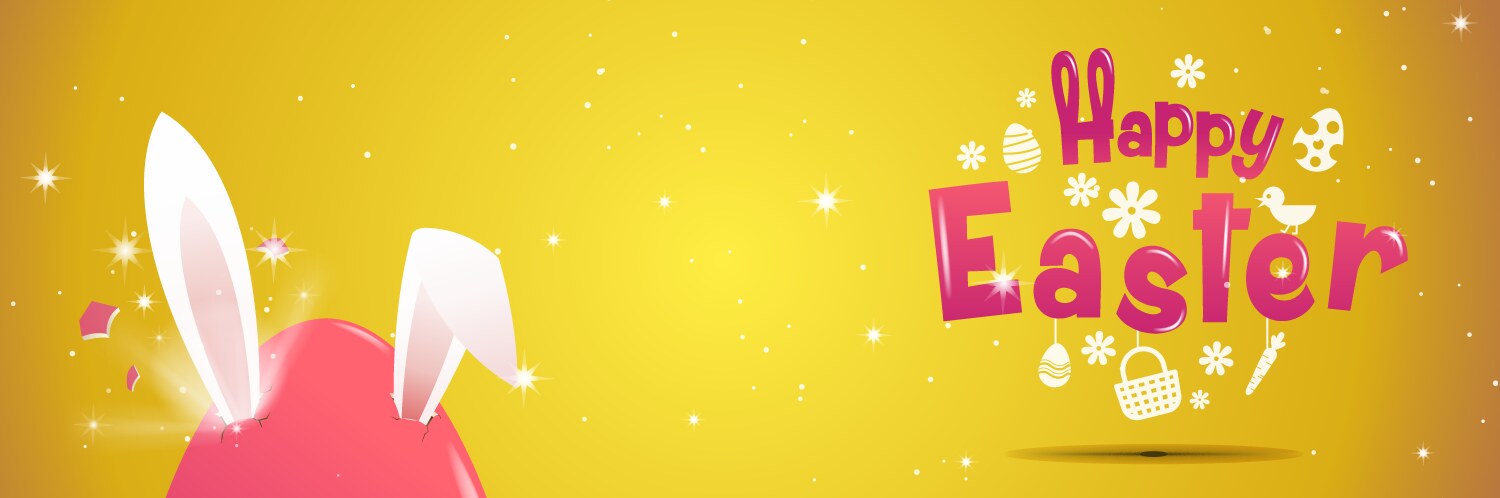 Happy easter typography bunny egg Royalty Free Vector Image
