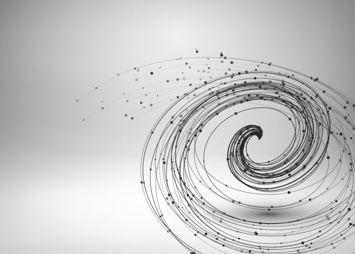 Tornado swirl with connected line and dots vector image