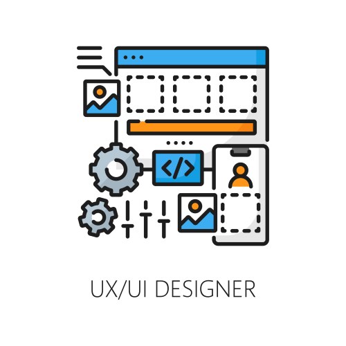 ui and ux designer web development color line icon vector image