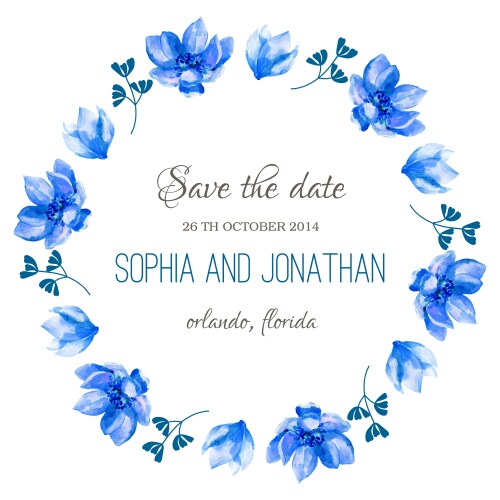 Watercolor Floral Wedding Invitation Vector Image