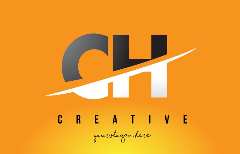 Ch c h letter modern logo design with yellow Vector Image