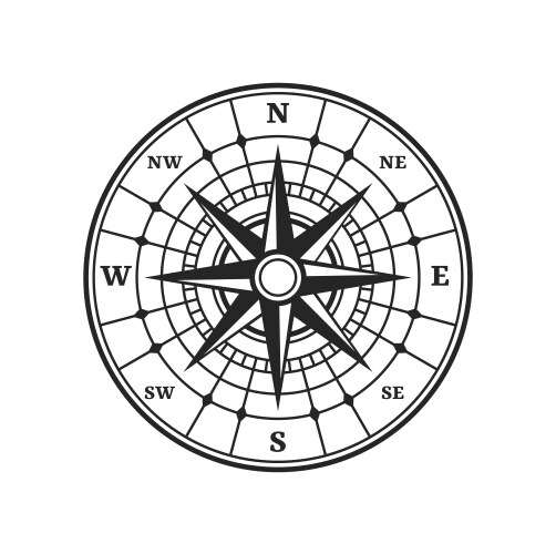 Compass old wind rose star or vintage travel map Vector Image