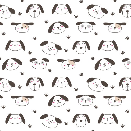 Hand drawn cute dog face characters set Royalty Free Vector