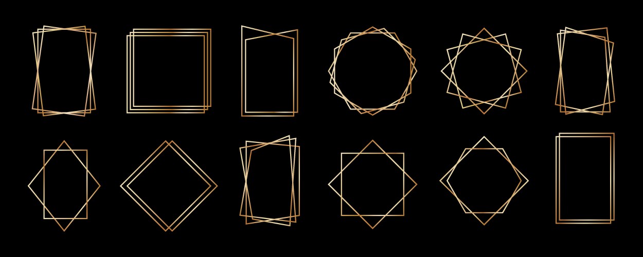 Golden geometric frames in art deco style luxury vector image