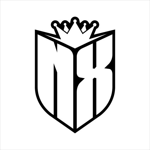 Nx logo heraldic shield shape with crown vintage Vector Image