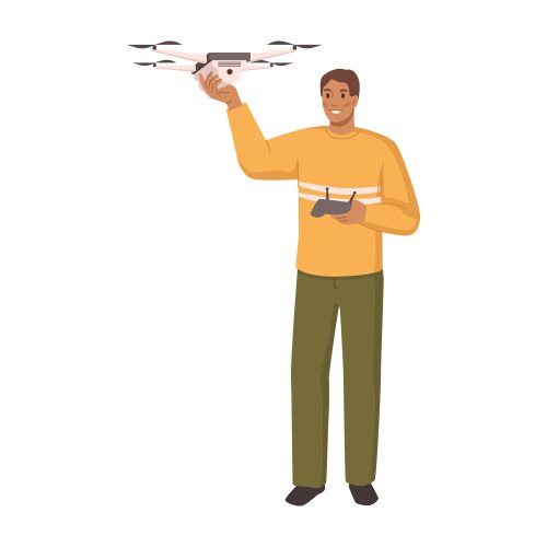 man using drone with controller vector image