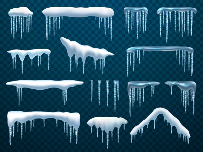 Winter Icicles & Snow Caps vector image