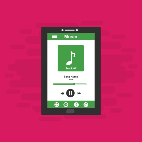 Media player application app template with flat vector image