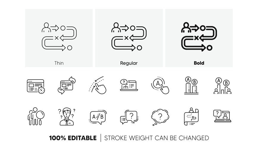 Ux line icons ab testing journey path map vector image