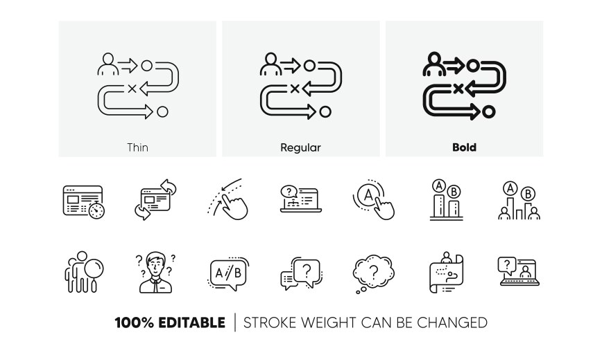 ux line icons ab testing journey path map vector