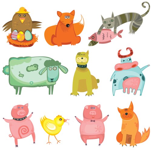 Cute farm animals Royalty Free Vector Image - VectorStock