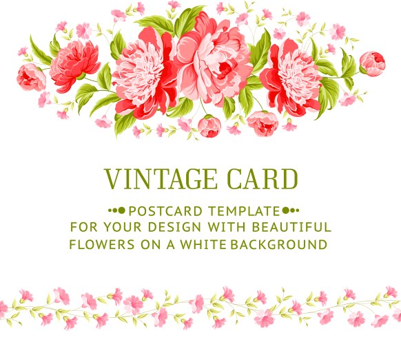 Floral Peony Invitation Card Vector Image