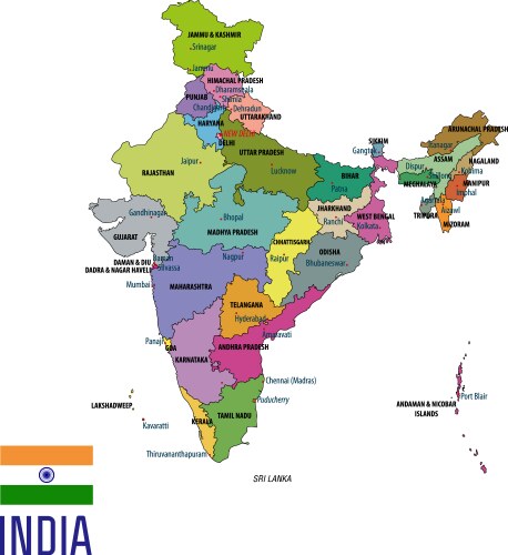 political map of india vector