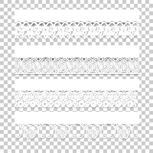 set lace borders with shadows vector image