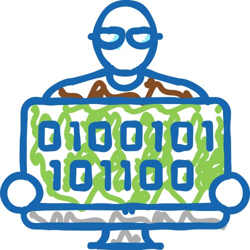 Coder programmer business icon doodle vector image