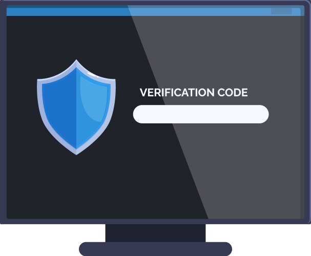 Computer screen displaying verification code input vektorbild