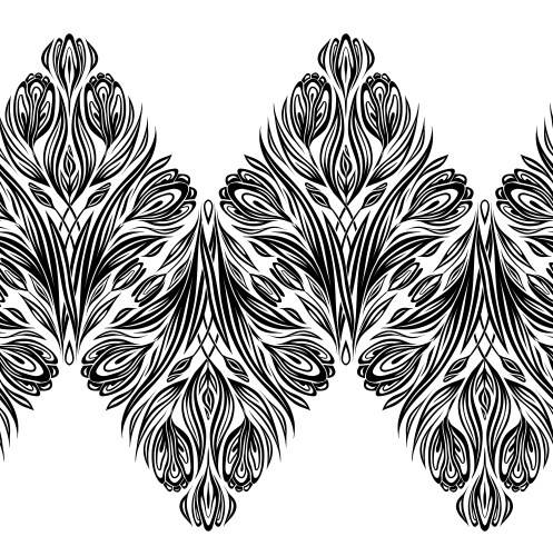 Monochrome seamless border with crocuses vector image