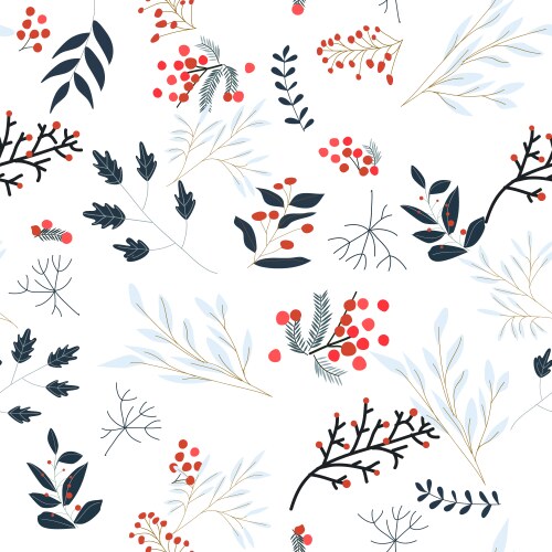 Winter Floral Seamless Pattern Vector Image