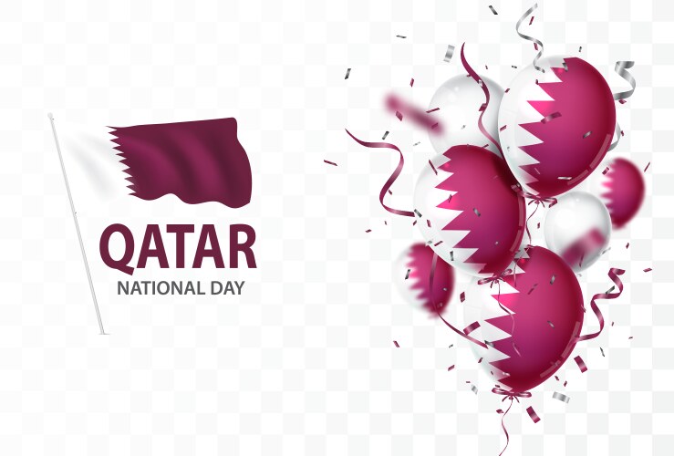 national qatar day celebrations with balloons vector