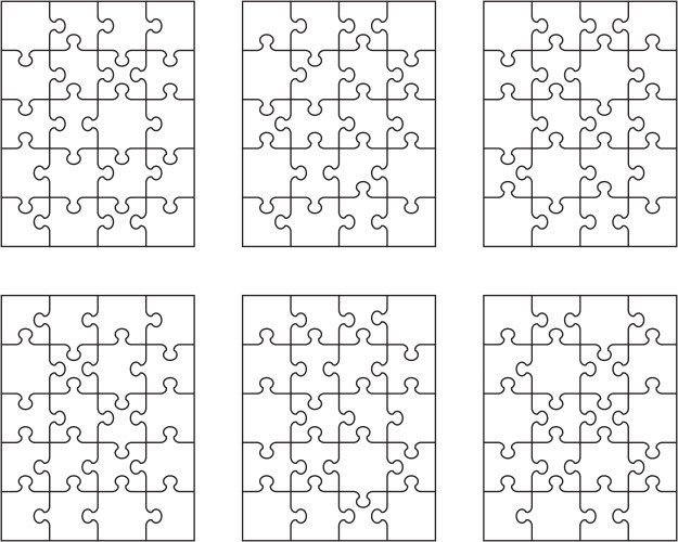 Six different white puzzles vector image