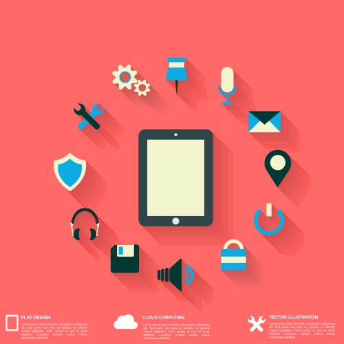 Flat abstract background with web icons interface vector image