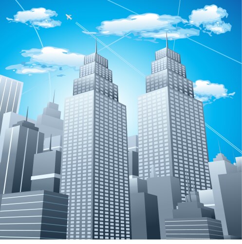 Sleeping downtown buildings Royalty Free Vector Image