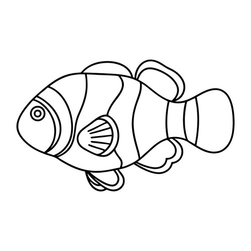 Line Art Clownfish - Nemo Style Vector Image