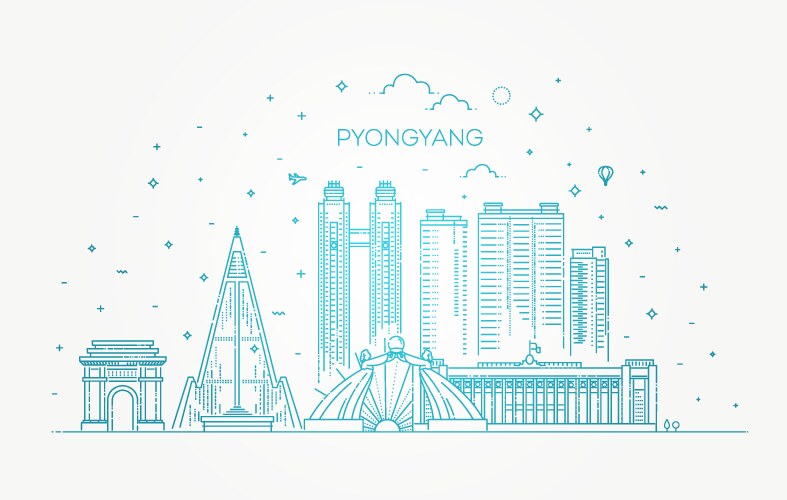 North korea pyongyang line skyline Vector Image