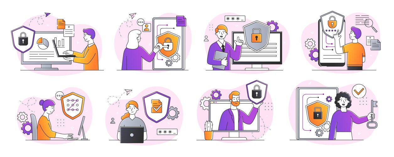 Data transfer mobile app ui kit Royalty Free Vector Image