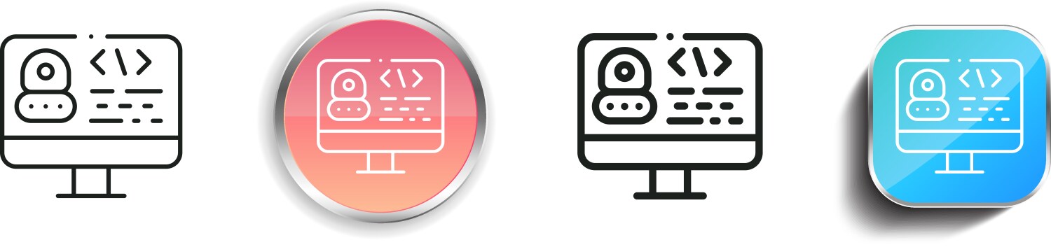 Coding icon thin linear regular and button style vector image