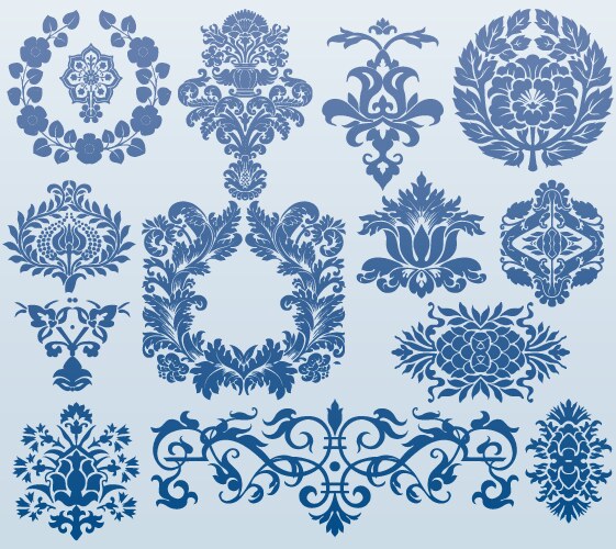 Baroque Ornate Floral Elements Vector Image