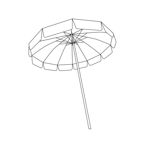 Black and White Beach Umbrella Outline Vector Image